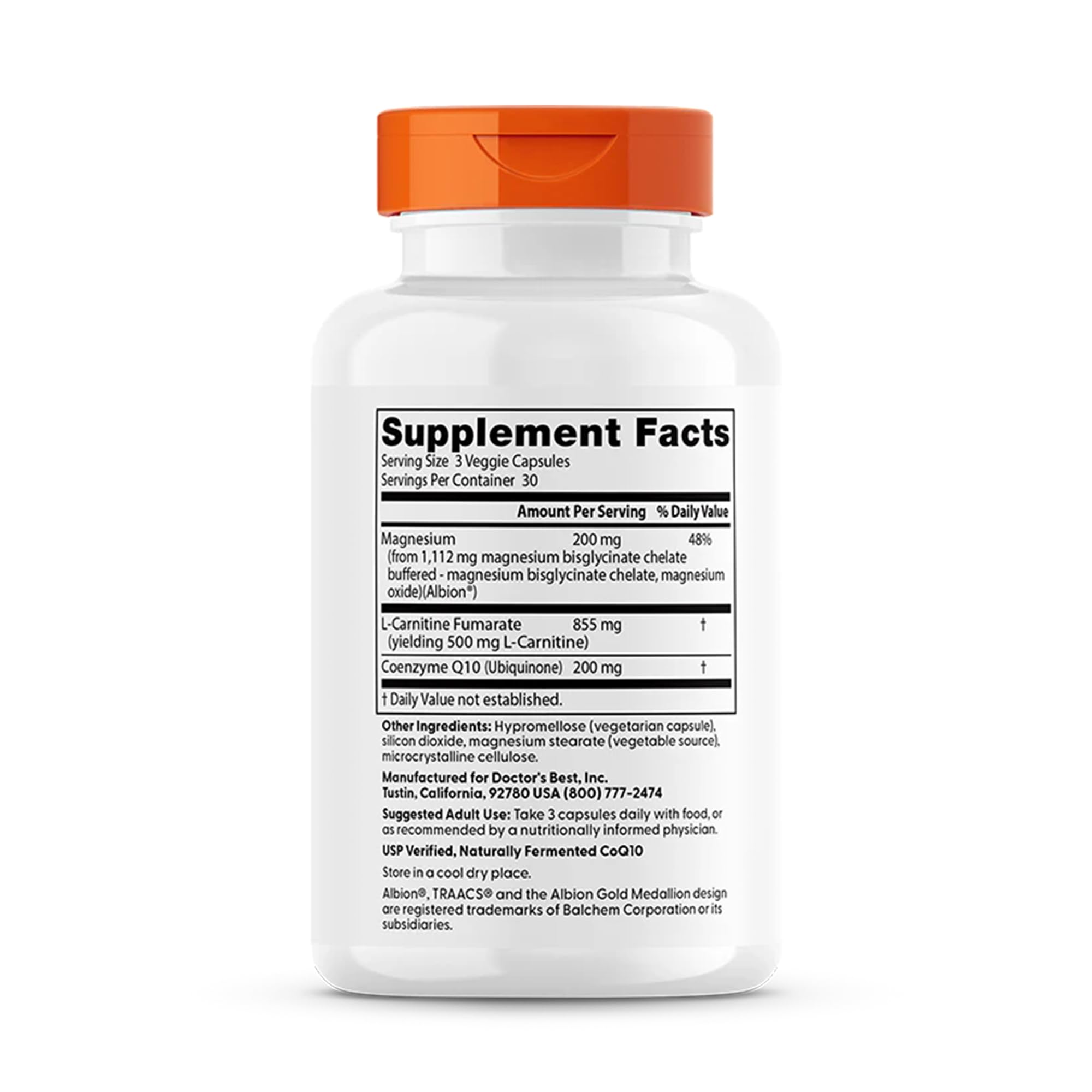 Doctor's Best CoQ10 L-Carnitine Magnesium Supplement, Soy Free, 90 Veg Caps — Amazon image 2