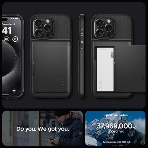 Miniatura 7 de Spigen Slim Armor CS - Funda diseñada para iPhone 15 Pro Max (2023), protección de grado militar tarjetero - oro rosa