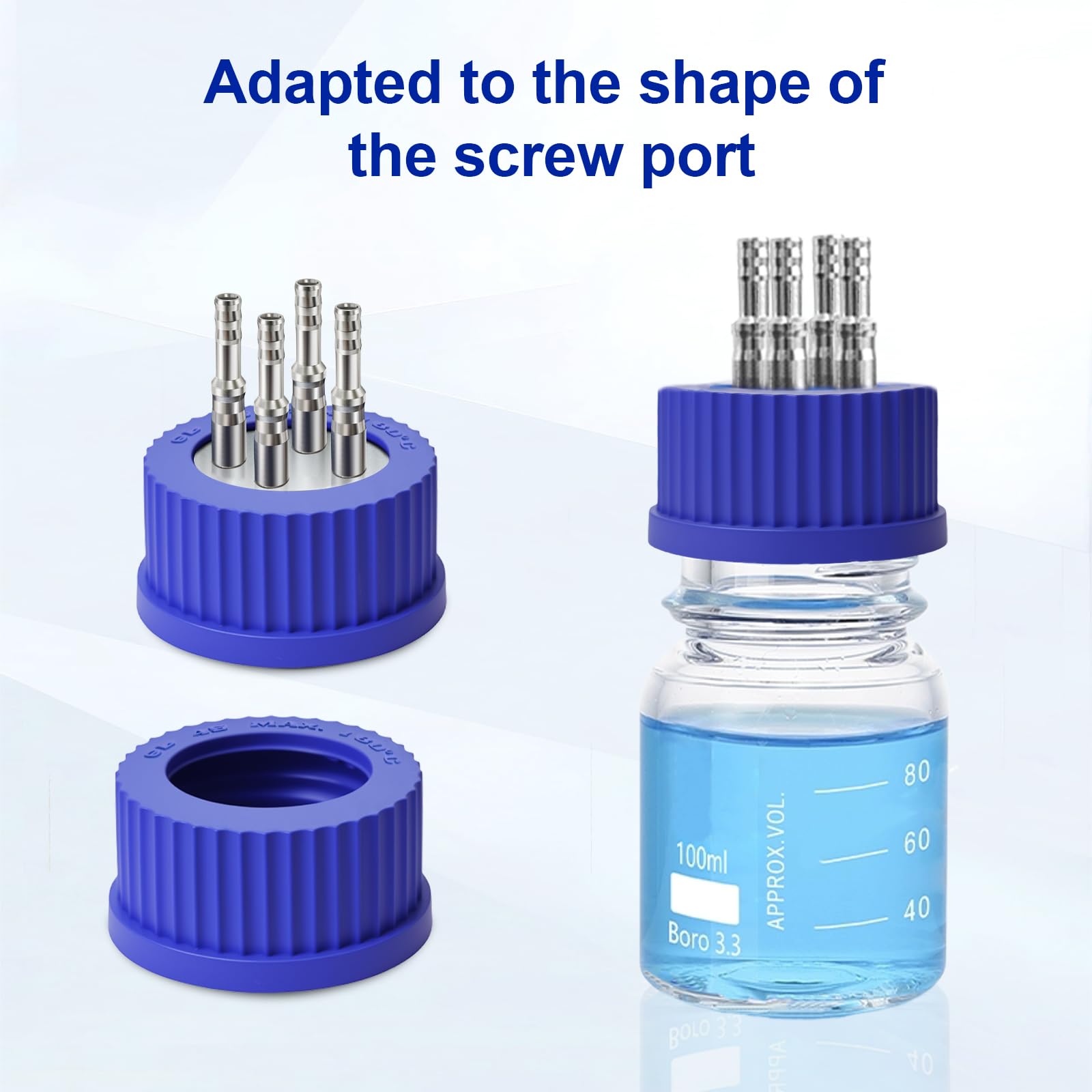 4-Port GL45 304 Stainless Steel Mobile Phase Filling Cap, Small — Amazon image 4