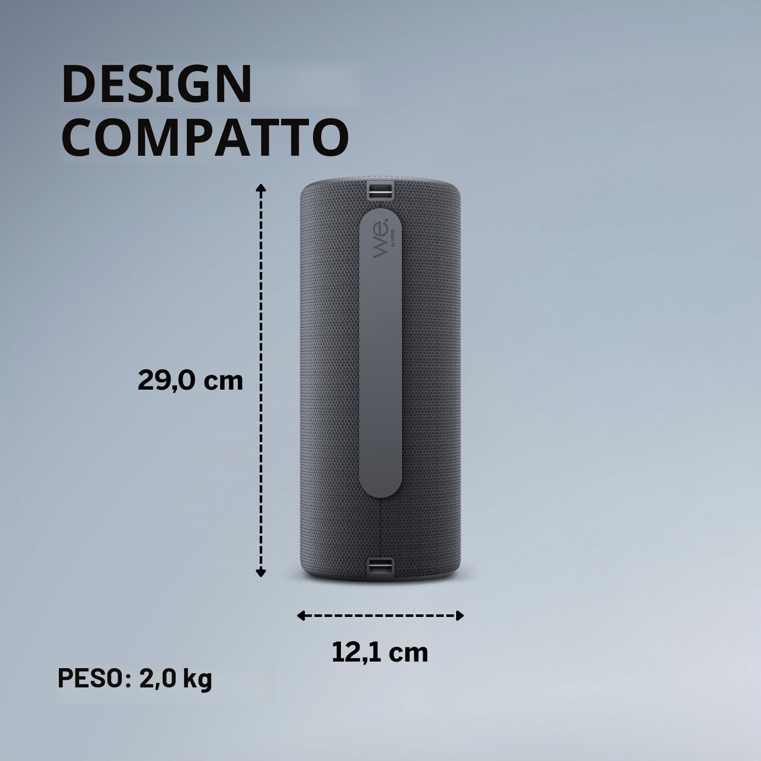 Loewe We. by Hear 2 Storm Grey Outdoor/Indoor Bluetooth Speaker, 60 W, Resistente all'Acqua, Altoparlante Bluetooth Portatile, Ricaricabile, qualità Audio Trasparente, Lunga Durata, IPX6