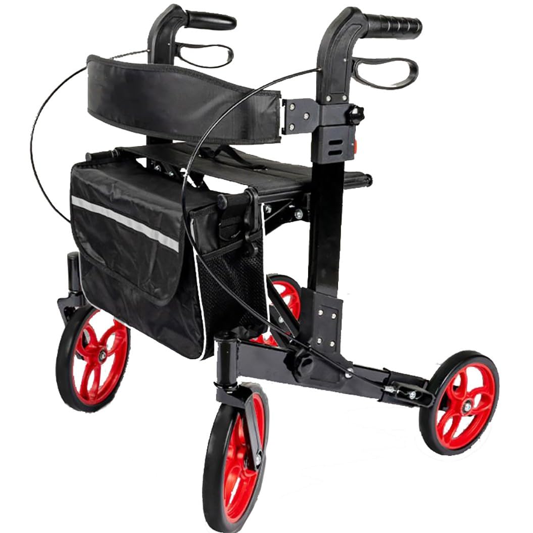 andador para exteriores,Andador para Ancianos Todoterreno,Andadores para Ancianos 4 Ruedas con Asiento,Andador de Aluminio Plegable,altura ajustable A
