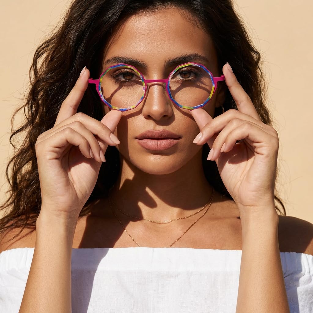 Runde Lesebrille Titanfassung, Blaulichtfilter Lesebrillen für Damen & Herren