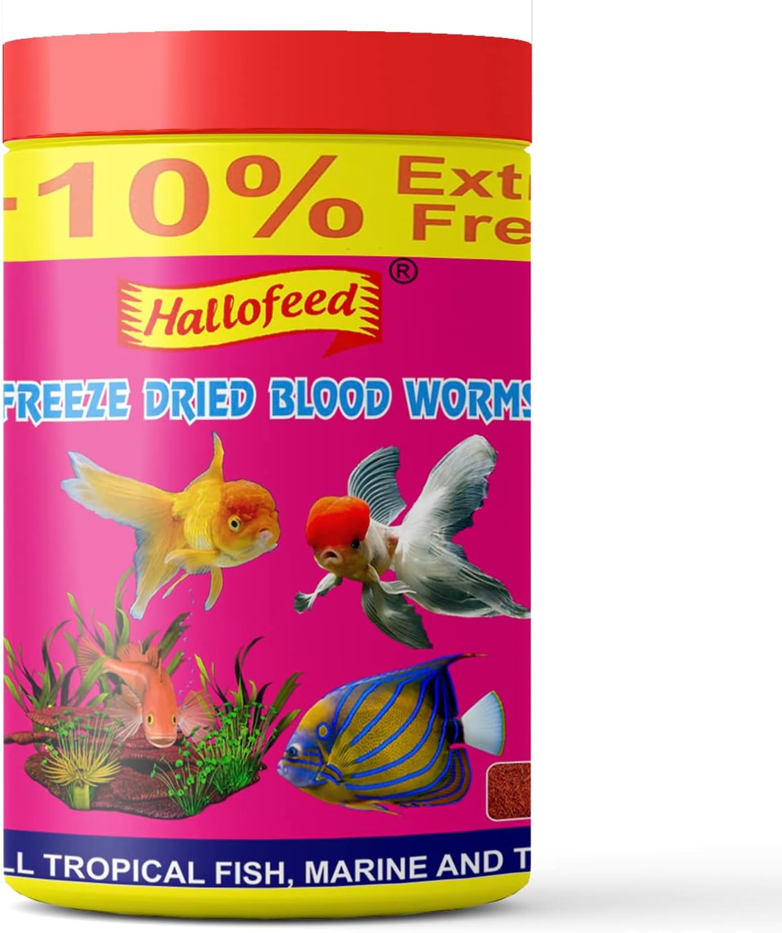 Hallofeed Freeze Dried Blood Worms 10 Gm Fish Food For Betta And All Other Tropical Fishes, All Life Stages