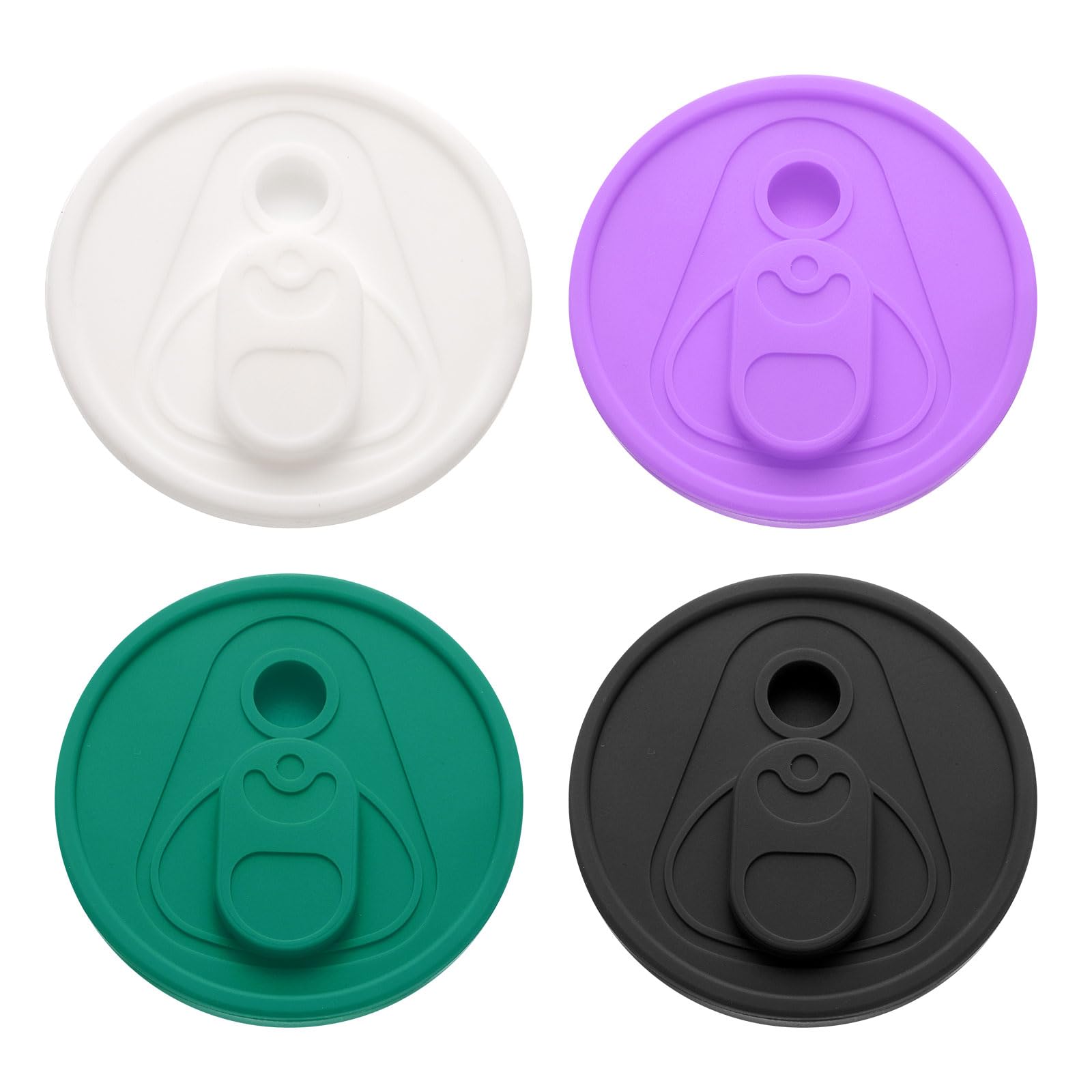 4 Pcs Silicone Cup Lids for Glass Cups, 2"ID 2.75"OD Reusable Drinking Can Coffee Cup Lid Covers Sealed Mug Lid Fit for 16 oz Beer Water Cups Glasses Cups, Green/Black/Purple/White
