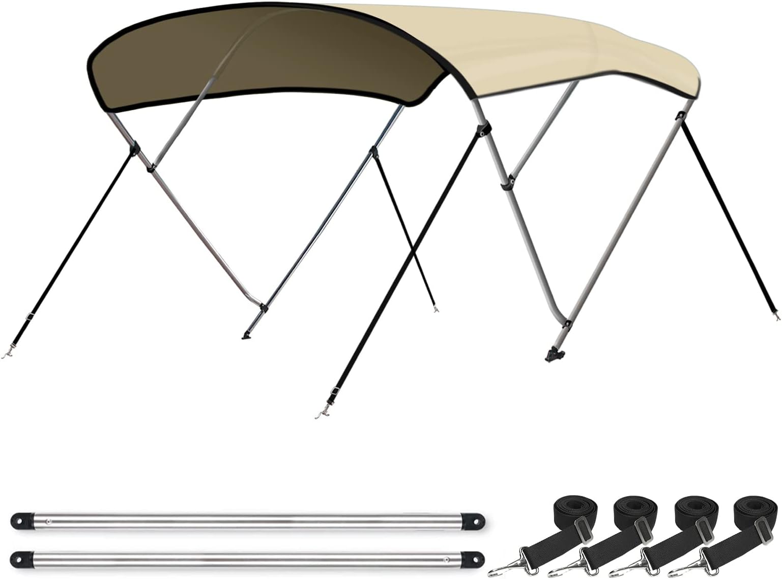 Leader Accessories 10 Colors 3 Bow 4 Bow Bimini Top Cover for Boat Includes 4 Straps 2 Rear Support Poles Mounting Hardwares Storage Boot with 1" Aluminum Frame