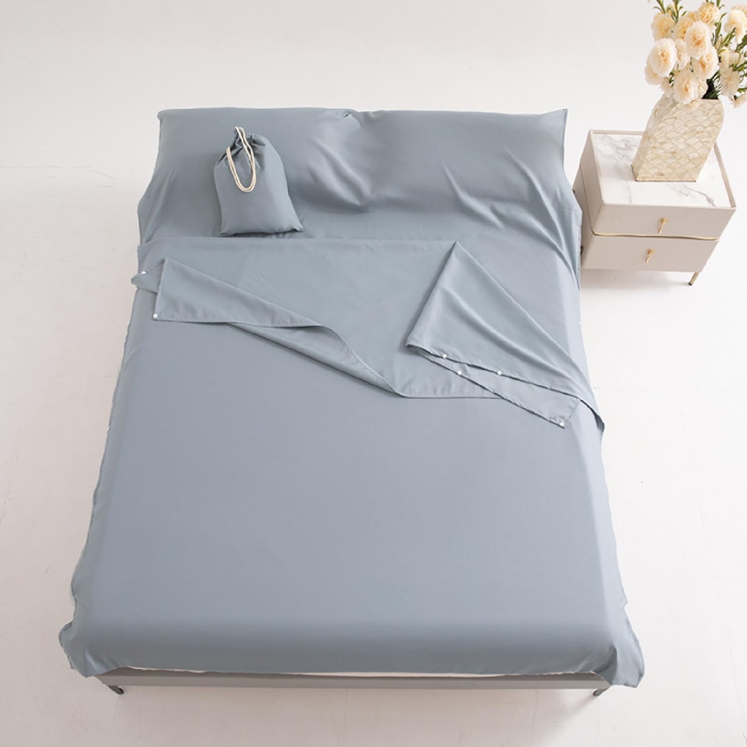 Sac De Couchage en Coton 1 2 Personnes Draps, avec Fente Couchage pour Oreiller pour Hôtel, Motel Et Voyage en Sac à Dos, Drap De Camping Léger