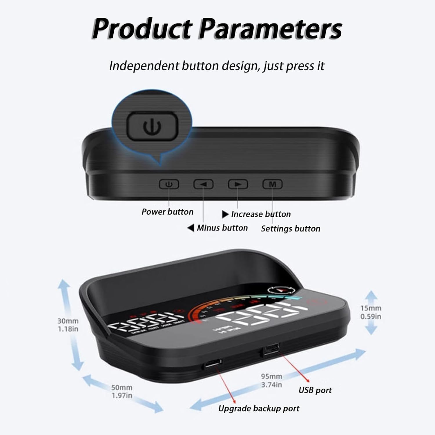 Auto HUD Head Up Display Dla Jeep Grand Cherokee L 2021-2025, Head Up Display Auto HUD Wodoodporny wyświetlacz cyfrowy przedni