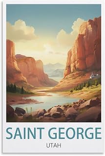 LNUYITR Saint George Utah Vintage Travel Poster 08x12inch(20x30cm) Canvas Art Posters And Wall Art Picture Prints Modern Home Bedroom Decor Posters