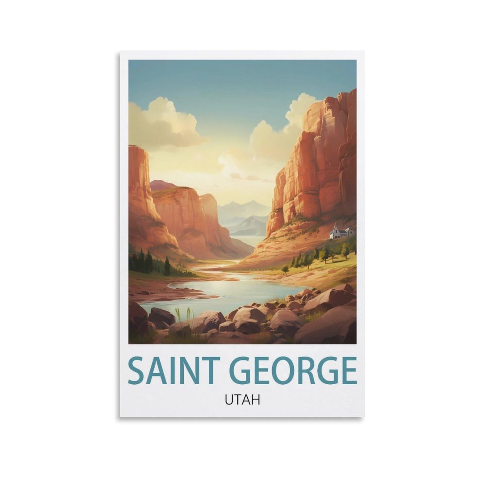 EZMLFA Paint by Numbers for Adults，Saint George Utah Easy Paint by Numbers for Beginner,Acrylic Watercolor Paint by Number for Kids Gift Decor 30x40CM