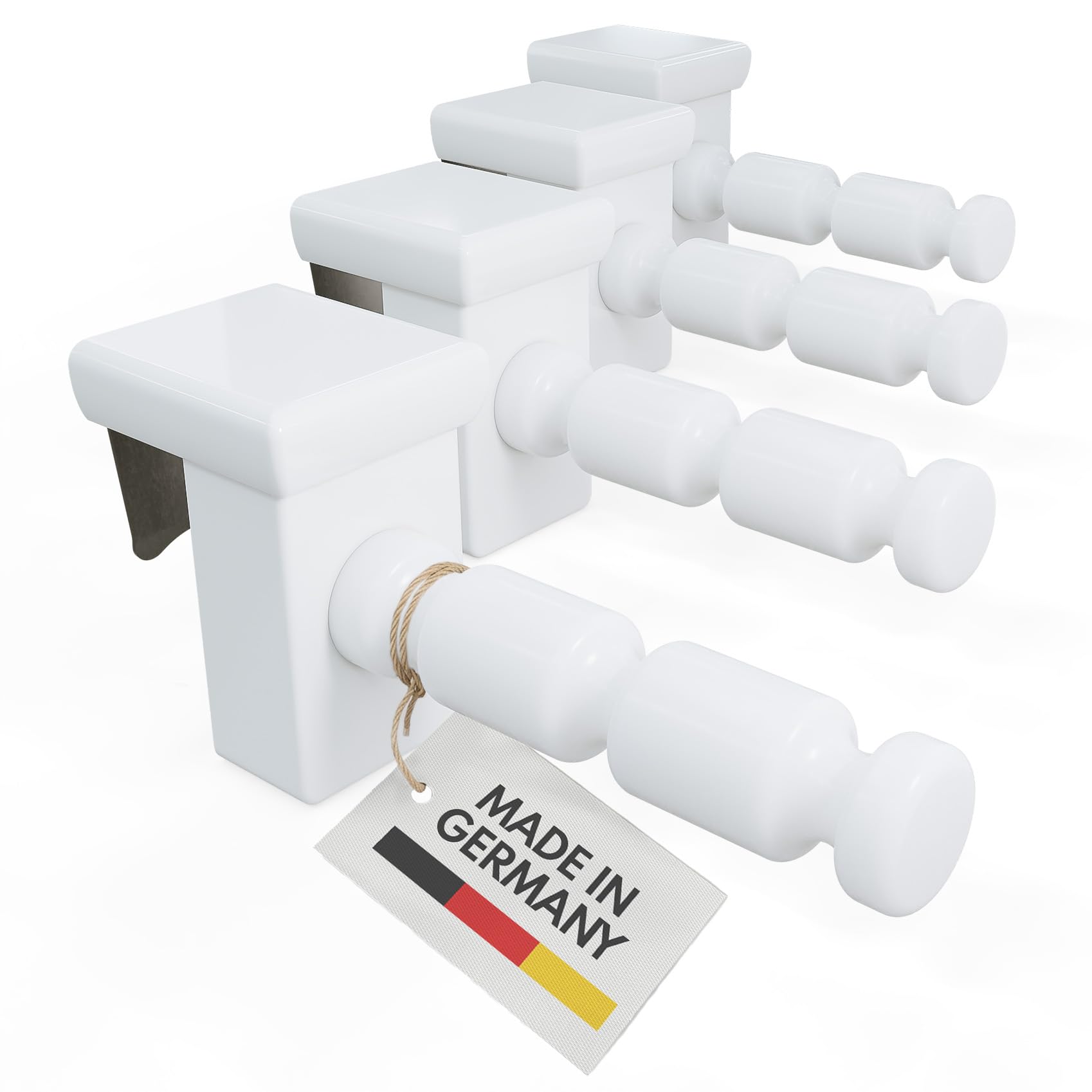 4x Fensterhaken Distanzhalter 10–27 mm für Fensterdeko ohne Bohren & Kleben