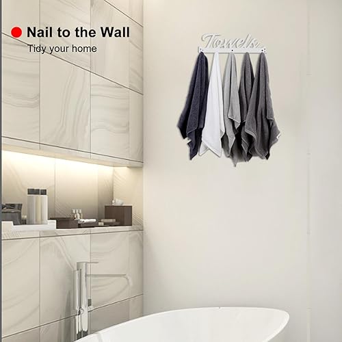 Miniatura 6 de Azmoncy Ganchos sobre la Puerta, Toallero para Baño sobre la Puerta Colgador de Toallas, Resistente con 5 Ganchos para Abrigos para Piscina,