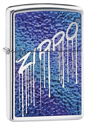 Zippo Blue Fusion Pocket Lighter, High Polish Chrome