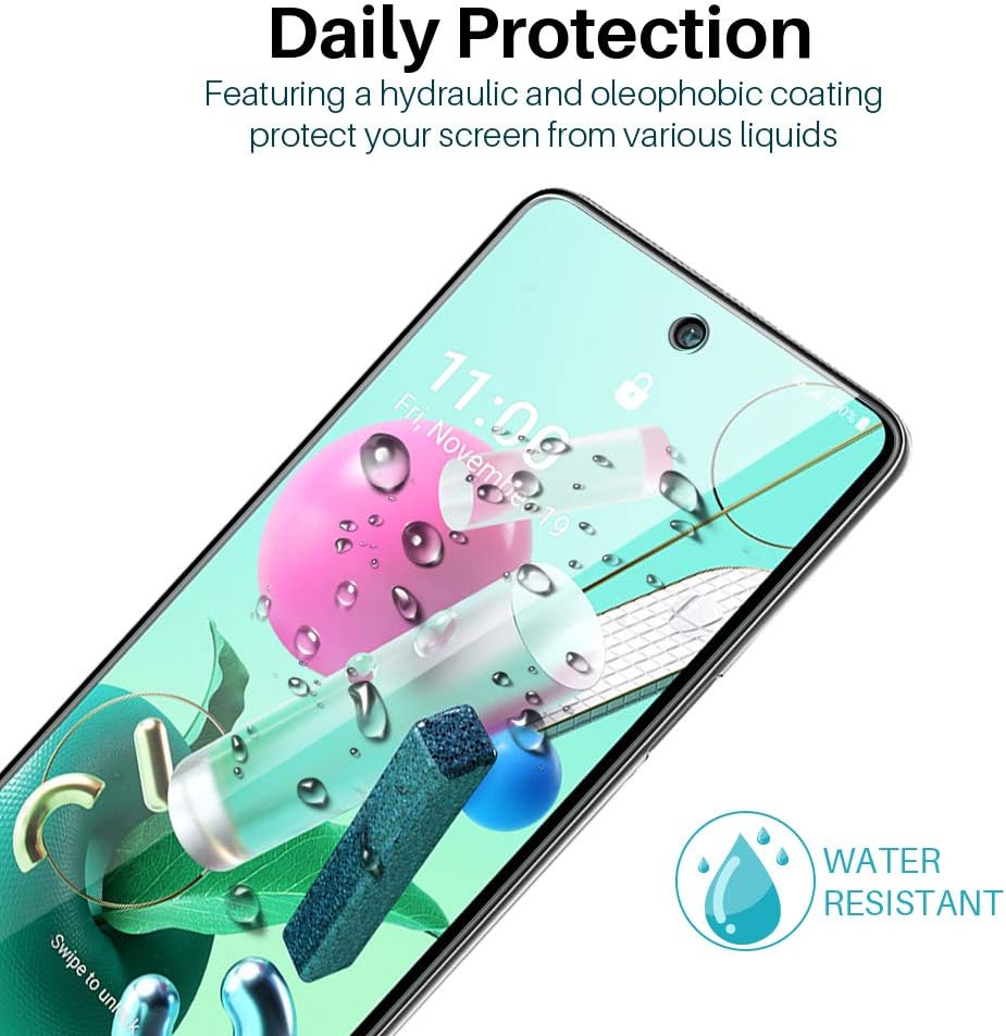 3 Pack LϟK Screen Protector Compatible for LG K92 5G, New Verison, Tempered Glass, Case Friendly, Installation Tray -Gray