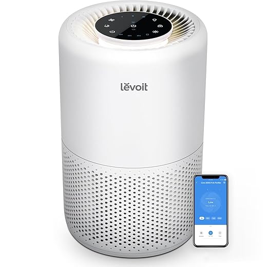 LEVOIT Air Purifier for Home Bedroom Dorm Room, Smart WiFi Alexa Control, AHAM VERIFIDE, 3-in-1 Filter with HEPA Sleep Mode for Allergens, Pollutants, Smoke, Dust, Core 200S-P, White