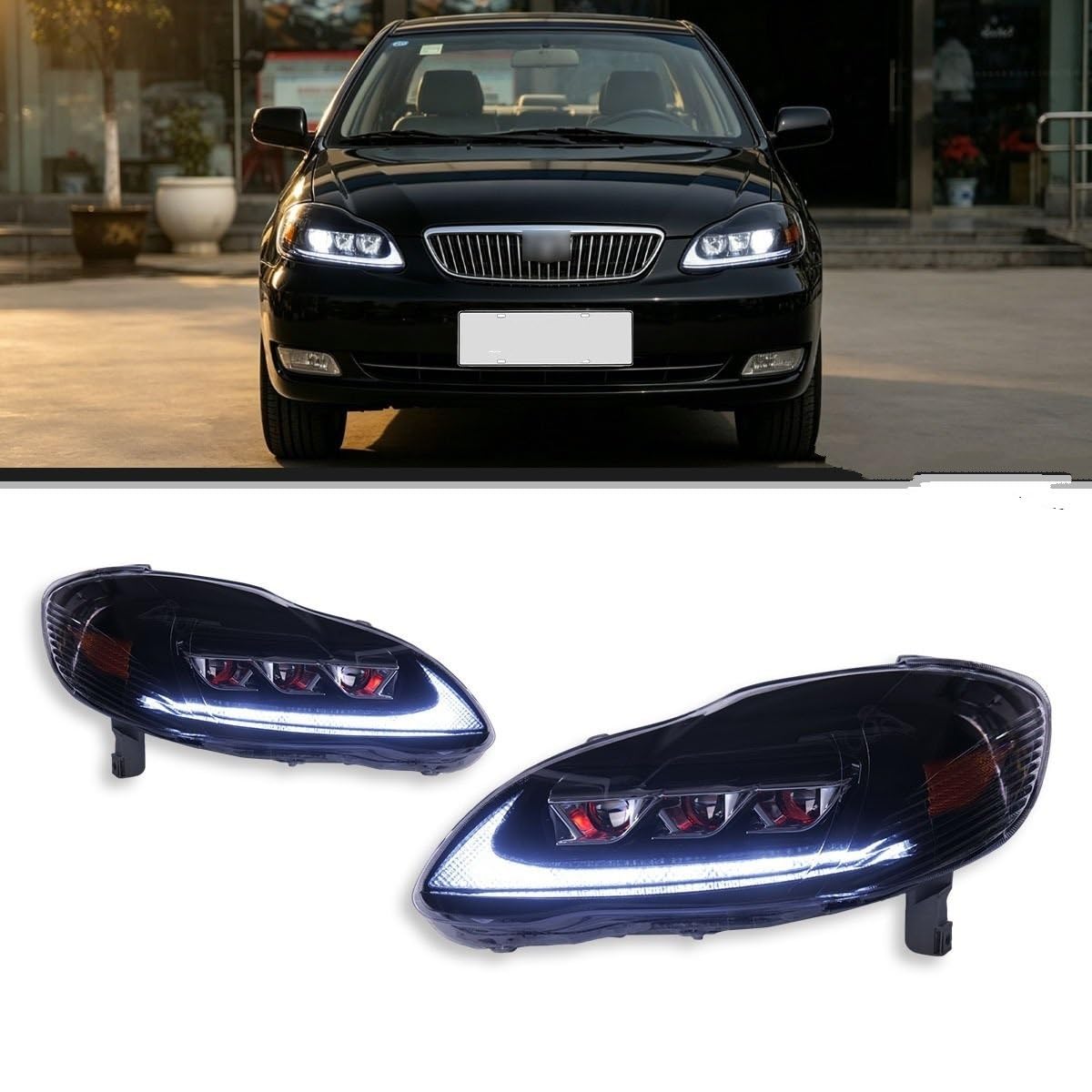 LED Oświetlenie pomocnicze Do Corolla 2003-2008 | Reflektory Projektora LED Sekwencyjny Kierunkowskaz DRL Montaż