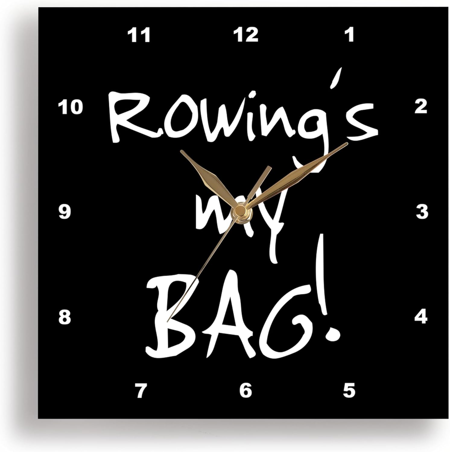 3D Rose Bag. Fun Rower Gift Black and White Text Love to Row Wall Clock, 10″ x 10″