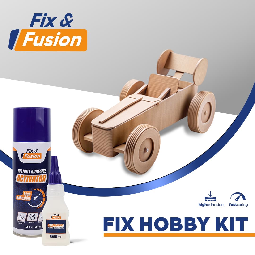 FIX & FUSION Set De Pegamento Instantáneo 50 G Con Spray Activador 200 Ml, Adhesivo Rápido Para Madera, Plástico, Goma, Metal Y Cerámica, Ideal Para Bricolaje Y Reparaciones (24 Paquete)