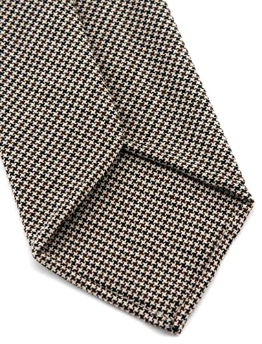 本色 Premium Ties - Handmade Men's Neckties,Hand-Rolled Edges,European Italian Style (Brown Check Wool) #TOP7