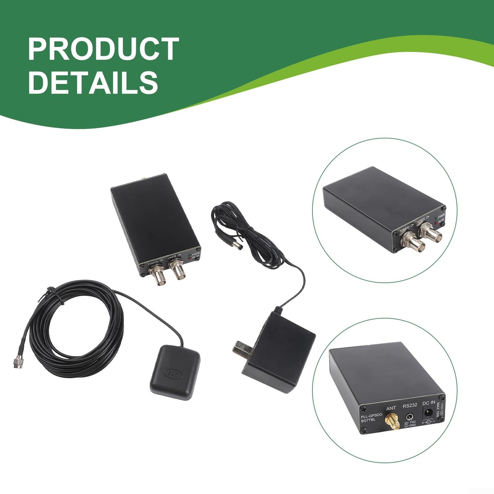 PLL-GPSDO GPS Disziplinierter Oszillator 10MHz Sinus Wave Metallgehäuse DC 6-12V mit Antennenadapter für industrielle Testmessung Laborgeräte