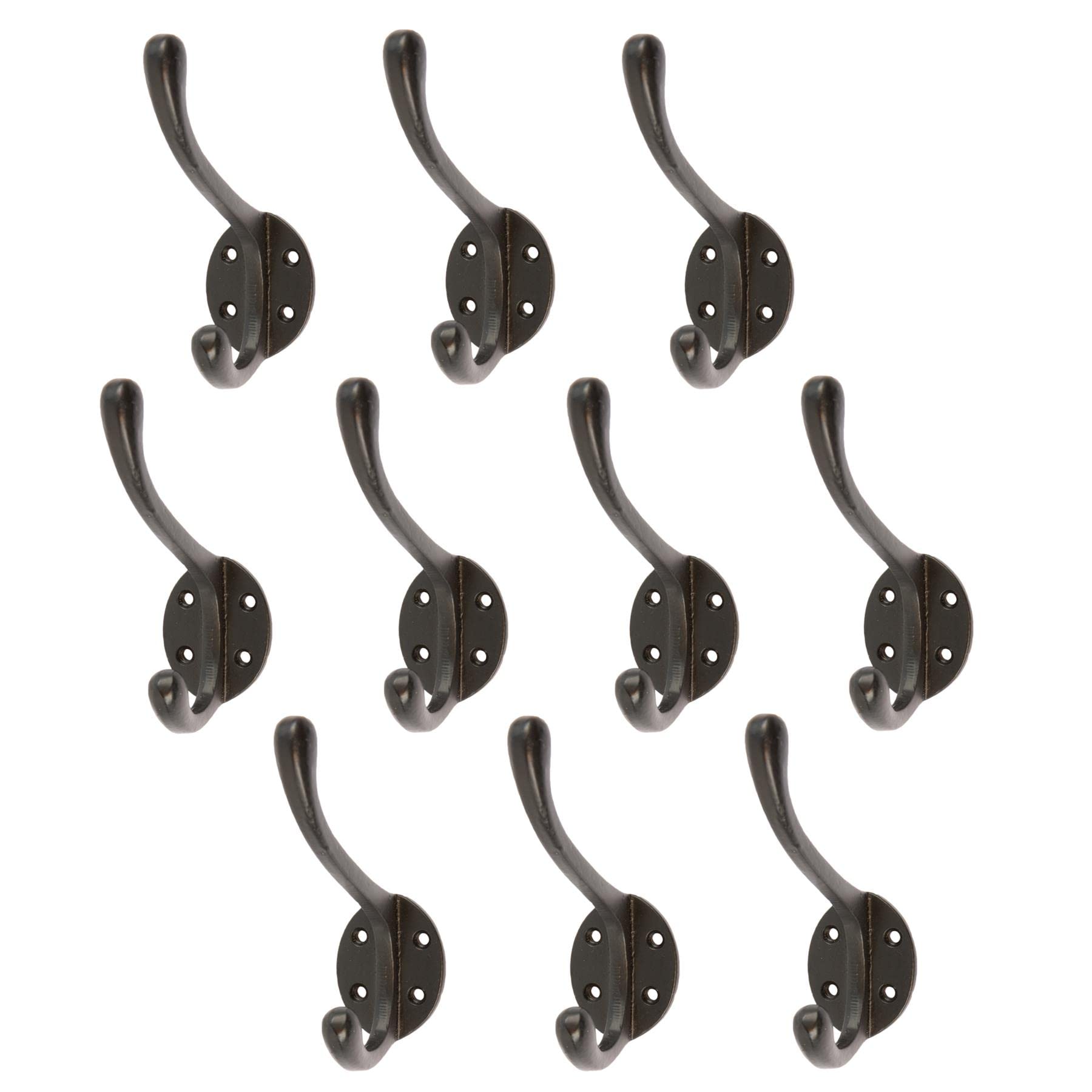 Hammer And Tongs Black 10X 40Mm X 105Mm Hat & Coat Hook - Cast Iron Vintage Antique Wall Mounted Hanger