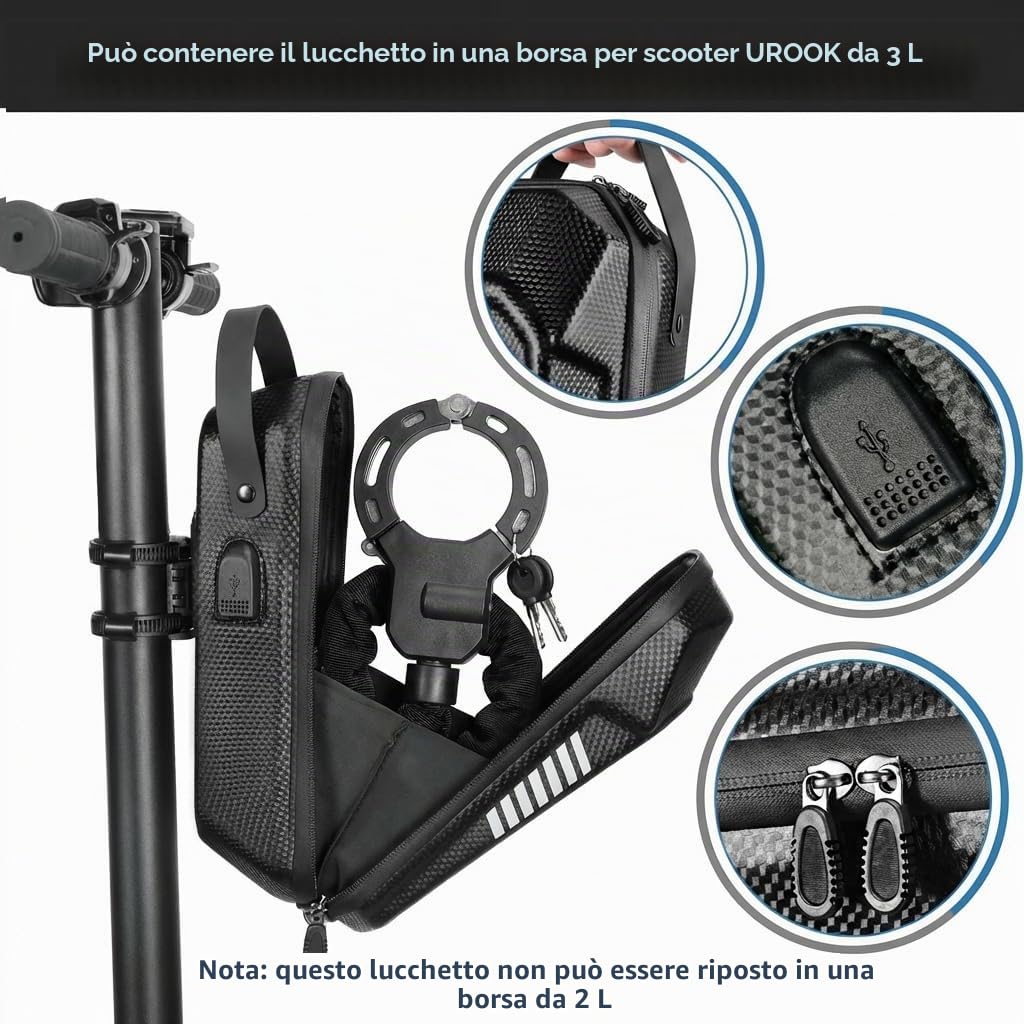 Lucchetto Monopattino Elettrico, Lucchetto Borsa per monopattino Antifurto,per Scooter e Biciclette