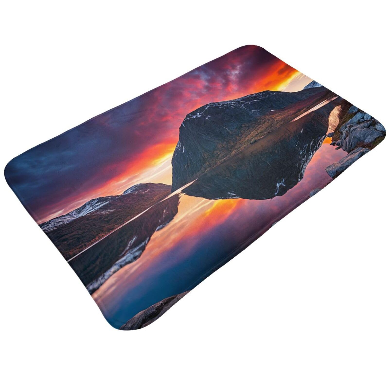 Norway Islands Print Living Room Bathroom Kitchen Anti Slip and Absorbent Carpet, Indoor Entrance Door Muddy Floor Mat, Ultra Soft Washable Carpet 21x31.5 Inches