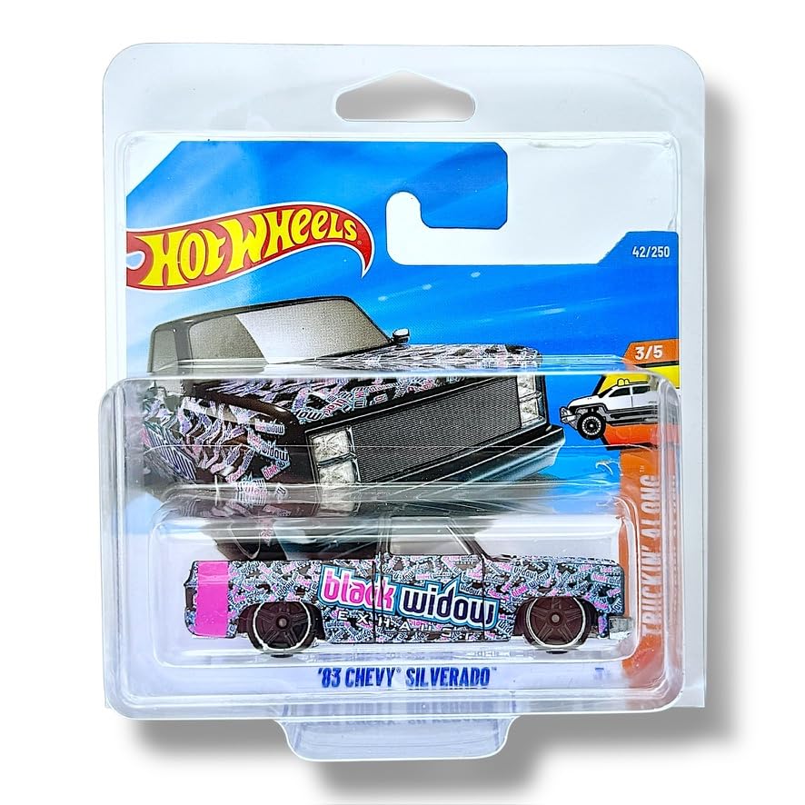 Hot Wheels '83 Chevy Silverado (Black, White & Pink) 3/5 Truckin' Along, 2026-42/250 (Short Card)