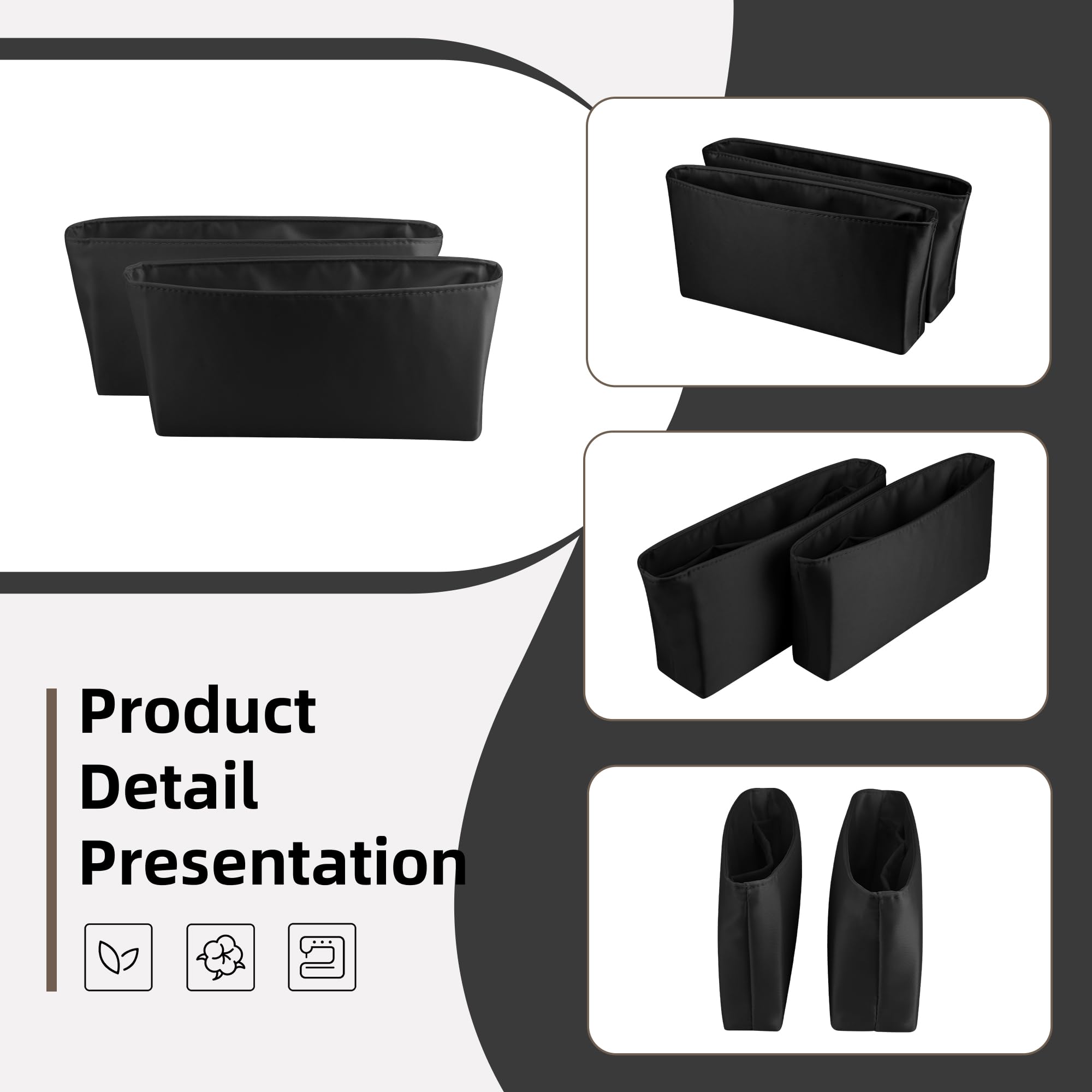 DGAZ Organizador de Bolsos de Seda, 2 Piezas Bolso Insertar Ligera para Constance 19 con compartimento, Inserto de Bolsa de Lujo (Black, C19)