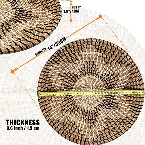 Handemade Woven Wall Basket Bowl, Hanging Plate Baskets With African Design, Decorative Ratten Fruit Bowls Hang For Wall Art Home Decor Gift (14 Inch, Multi-Color 4) #TOP1