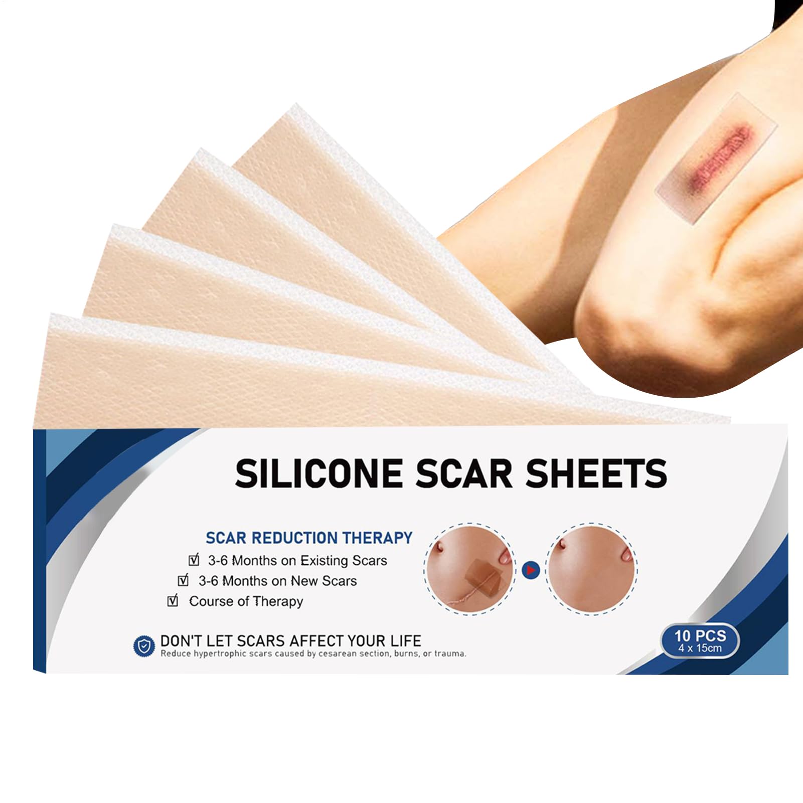 Silicone Sheets for Scars | Reusable Washable Skin Care Sheets | Reusable Silicone Scar Strips - for C-Section Tummy Tuck Burn Recovery Shoulder Arm Leg