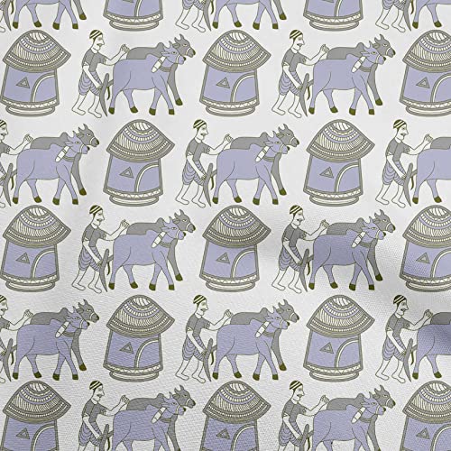 oneOone Viscose Jersey White Fabric Kalamkari Sewing Material Print Fabric By The Yard 60 Inch Wide-310
