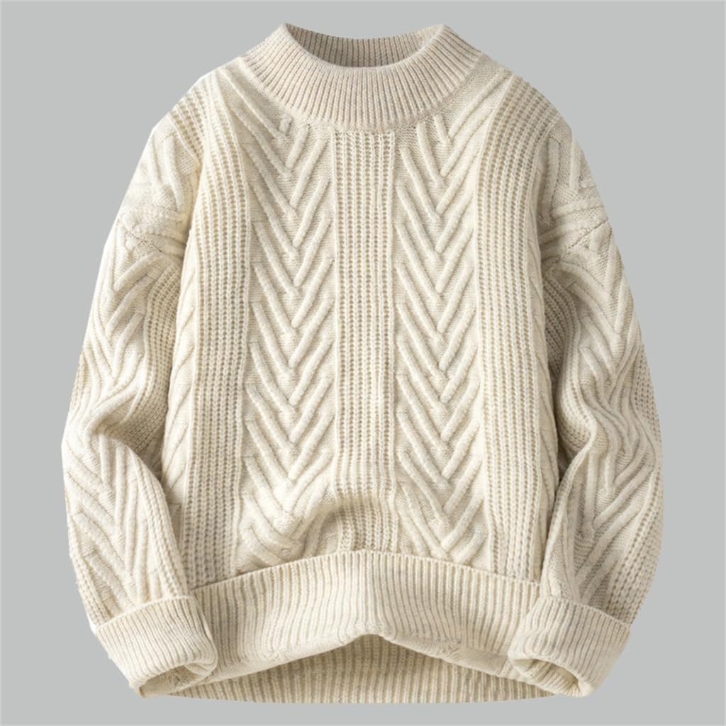 Men's Sweater Winter Loose Solid Color Knitted Bottom Sweater Autumn and Winter Warm Linen
