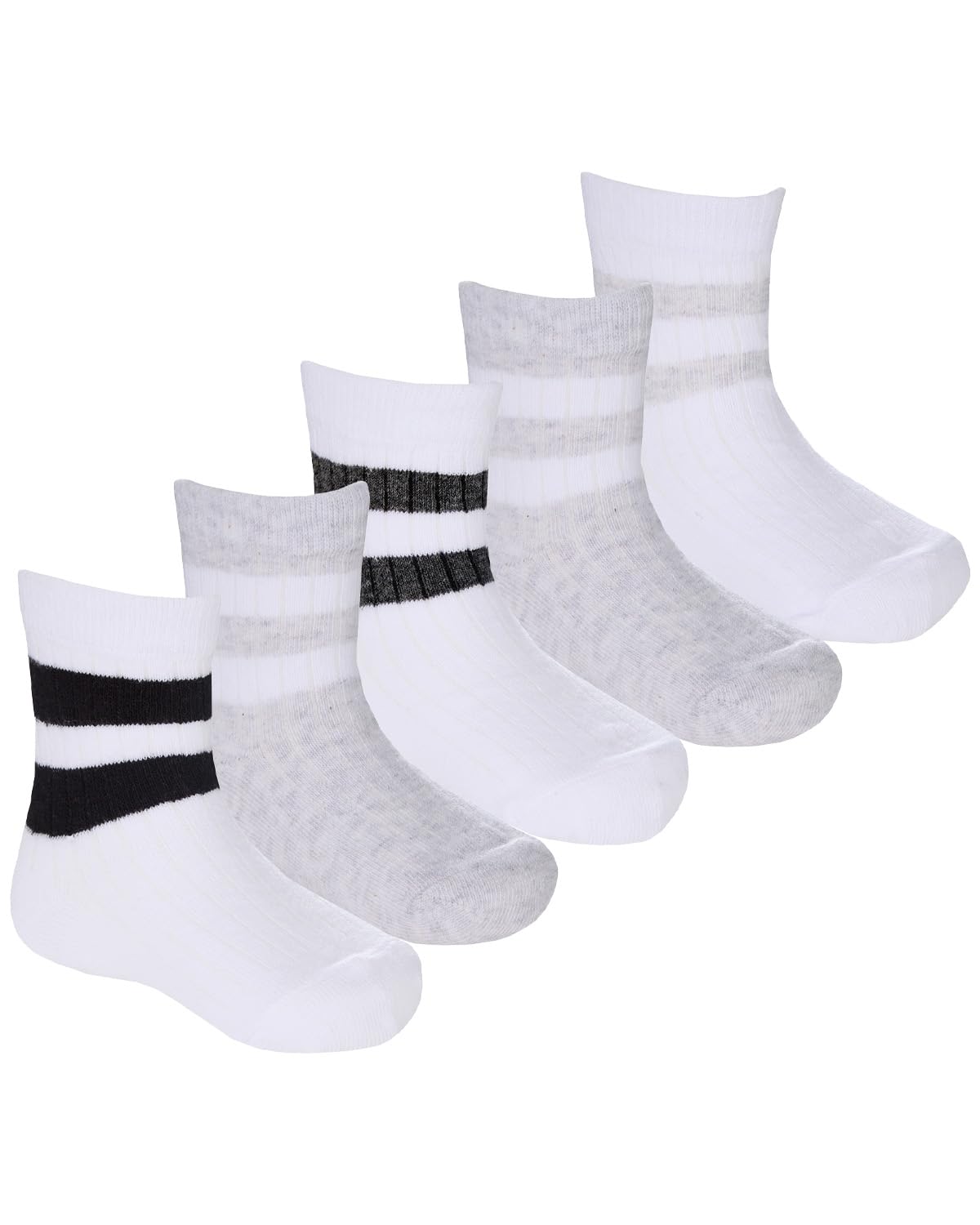 Slumber Hut 5 Pairs Baby Sports Socks 44B1013 White/Grey 0-2.5