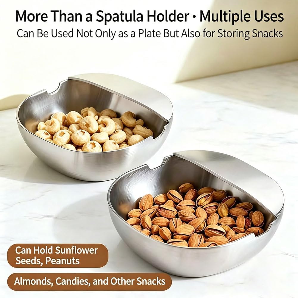 304 Stainless Steel Spoon Rest for Kitchen Countertop, Rust-Proof, Drip-Catching & Space-Saving Kitchen Must-Have,for Spatulas, Snack Containers (3Pcs)