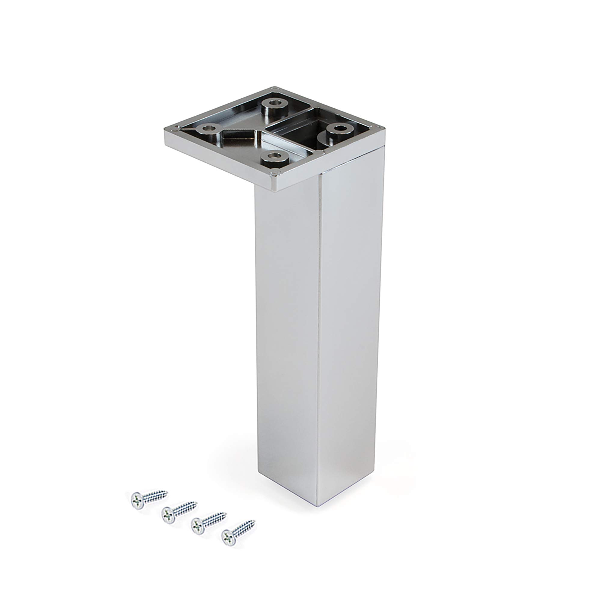 Patas para mueble Emuca cromadas en esquina de 140mm con tornillos (lote de 4)