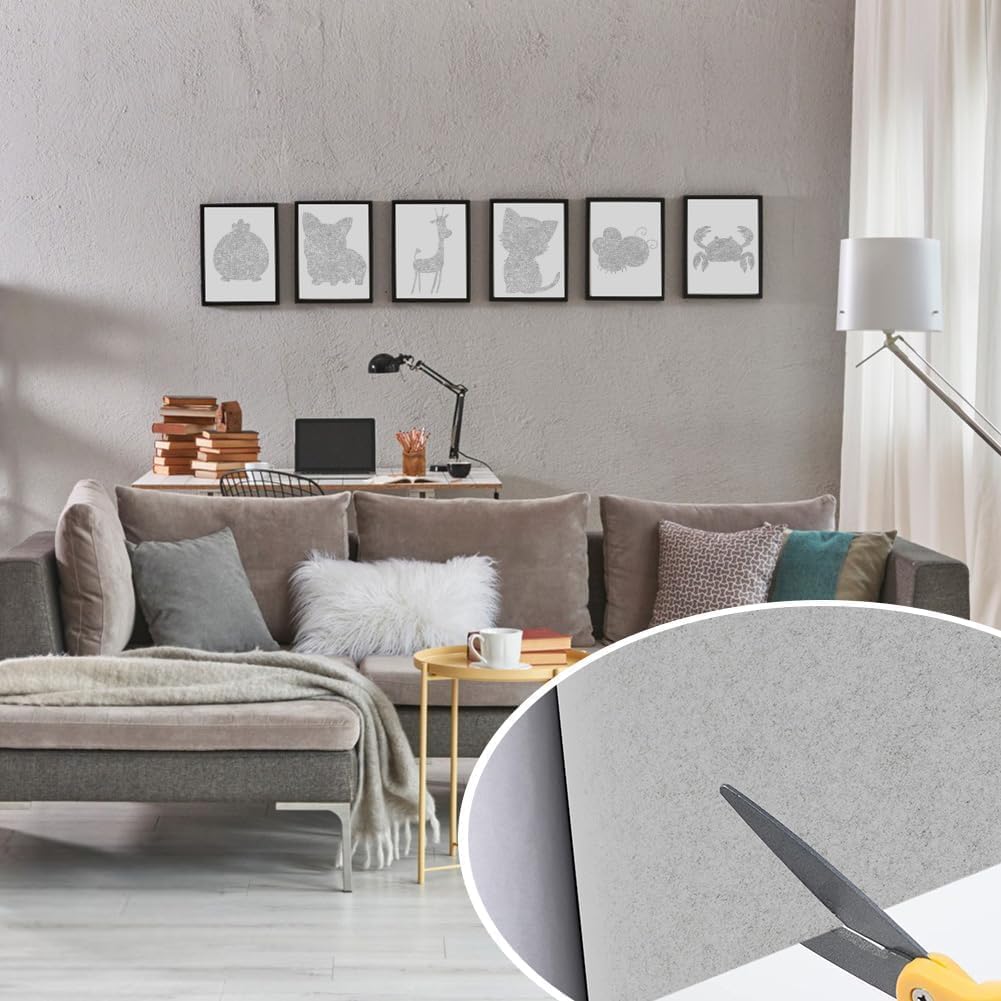 LOMUG Feltro Adesivo Grigio 40cm X 220cm Spessore 1mm, Rotolo In