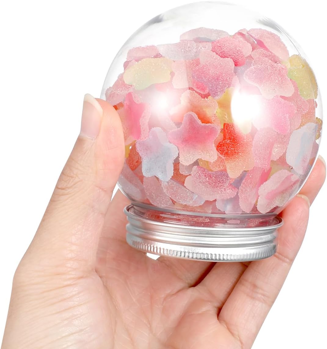 Ciieeo 10pcs DIY Snow Globe 4 Inch Plastic Christmas Water Globes with Screw Off Aluminum Caps Fillable Sweets Bottle Keepsake Candy Jars for DIY Crafts Home Decor image 4