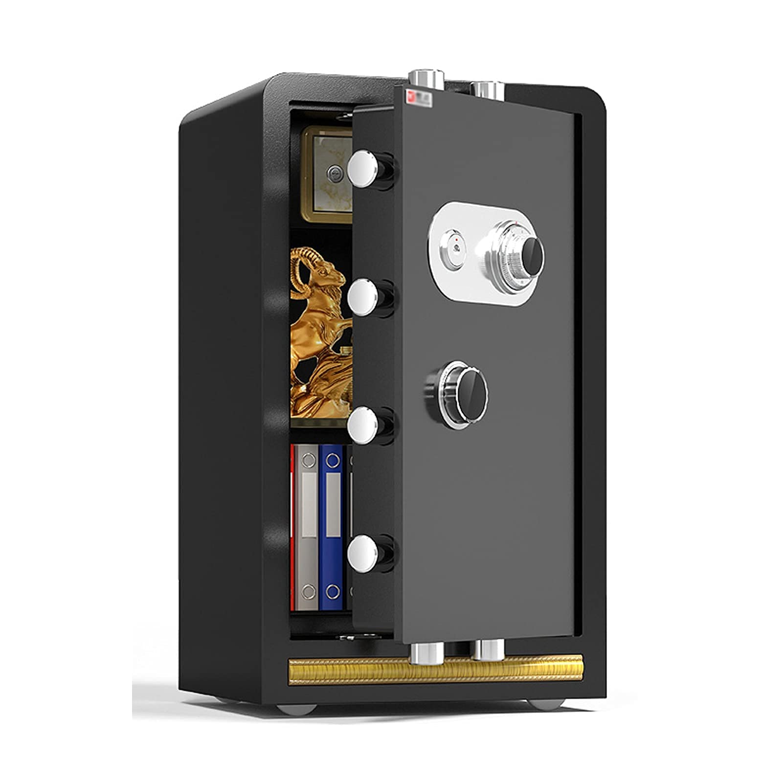 RLKHXBS S feuerfeste und Anti-Diebstahl, großes Haus 60 cm -Schrank, mechanische Code-Lock-Bargeld, kann an der Wand montiert Werden (Farbe: Gold) (schwarz)