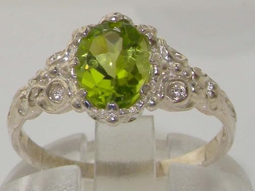 Miniatura 2 de LetsBuyGold Anillo de plata de ley 925 con peridoto genuino para mujer