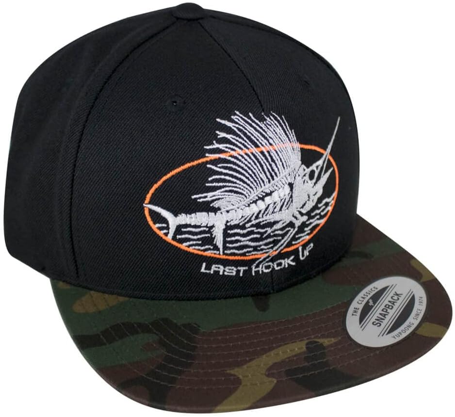 Last Hook Up - Classic 6089 Snapback Trucker Baseball Hat - Versatile Style for Men and Women - Embroidered Logo (Camo/Black)