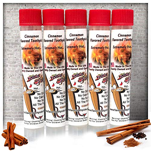 5 Pack of Cinnamon Toothpick in Tubes And Hanging Resealable Bag