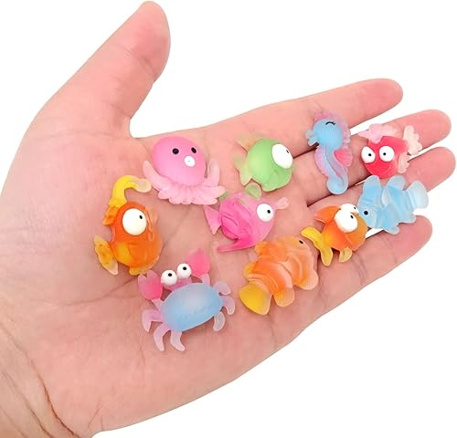 Miniatura 6 de Honbay 50 dijes de limo con parte trasera plana de animales marinos, cangrejo, caballito de mar, pulpo, peces tropicales, cabujones de resina
