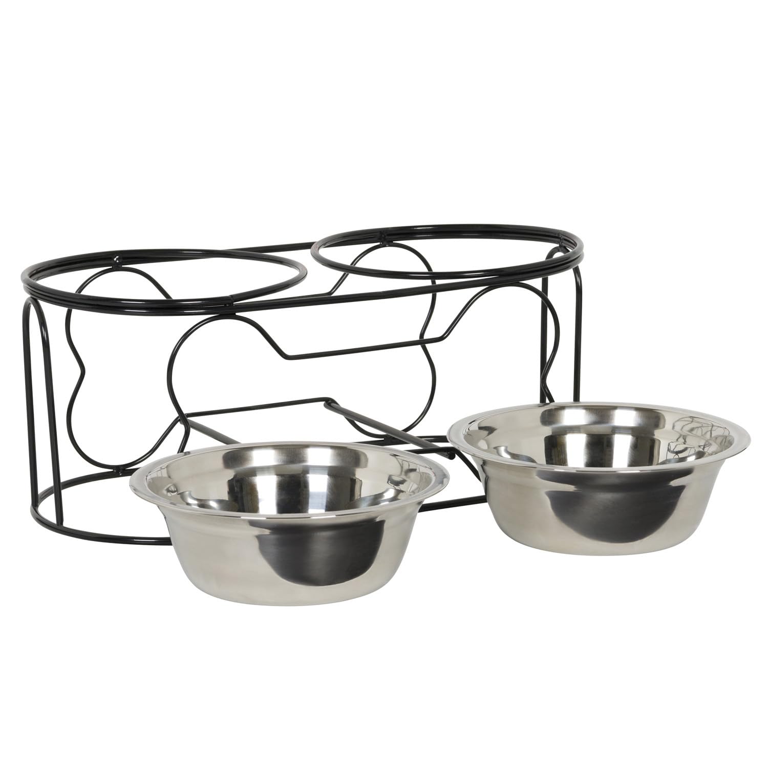 YML 12,7 cm Hierro Forjado Soporte con Doble pequeña Cuenco de alimentador de Acero Inoxidable