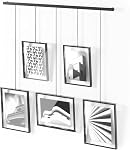 Umbra Exhibit Picture Frame Gallery Set, Adjustable Wall Collage Displays Five Photos (Two 4x6" and Three 5x7"), Set of 5, Black