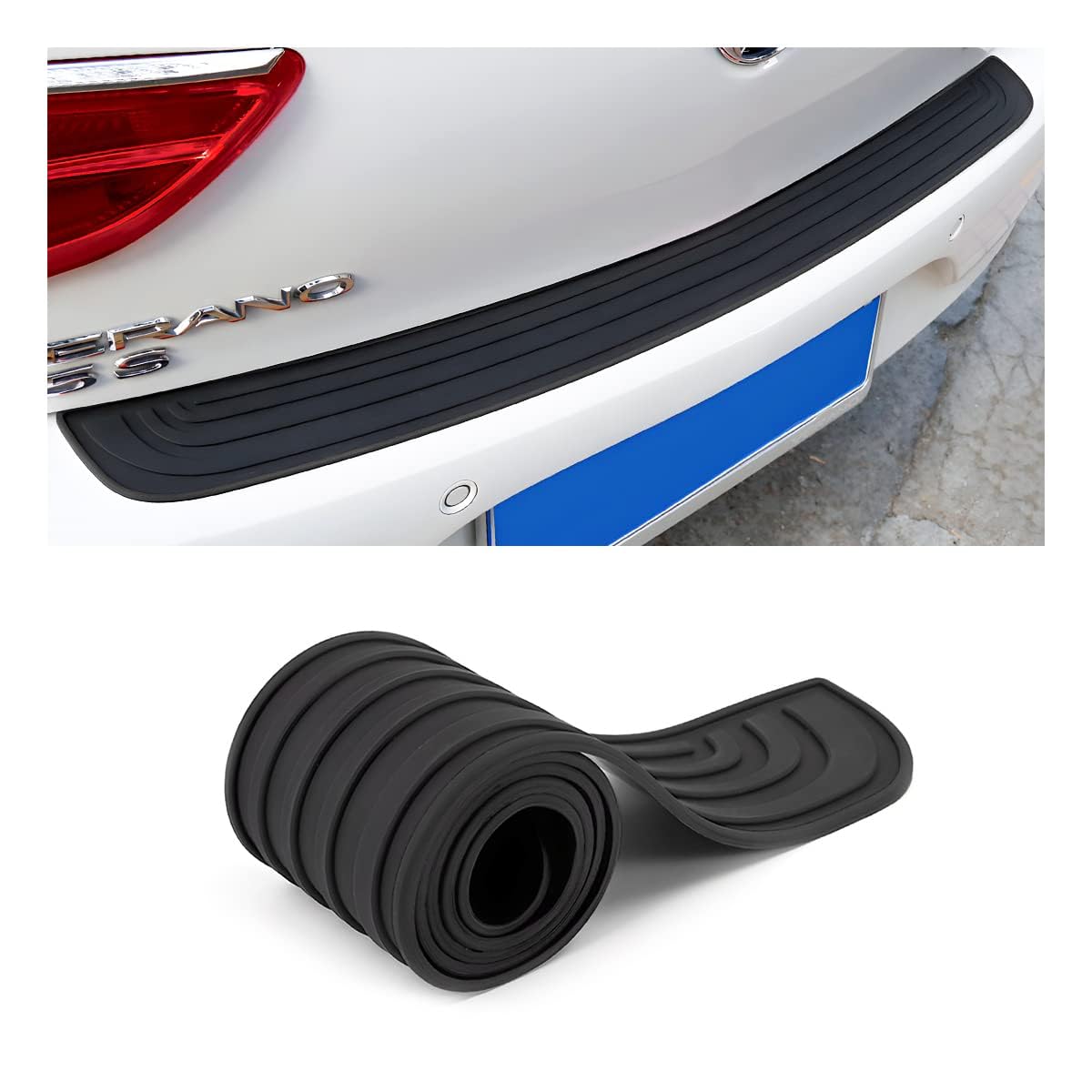 Xiazhi Black Rubber Rear Bumper Protector For Toyota Prius Plus | Typ Zvw4 | Bj. 2012-2015,Trunk Sill Plate, Non-Slip, Anti-Scratch,Scuff Guard Threshold Pedal Sticker Trim,-104Cm*9Cm