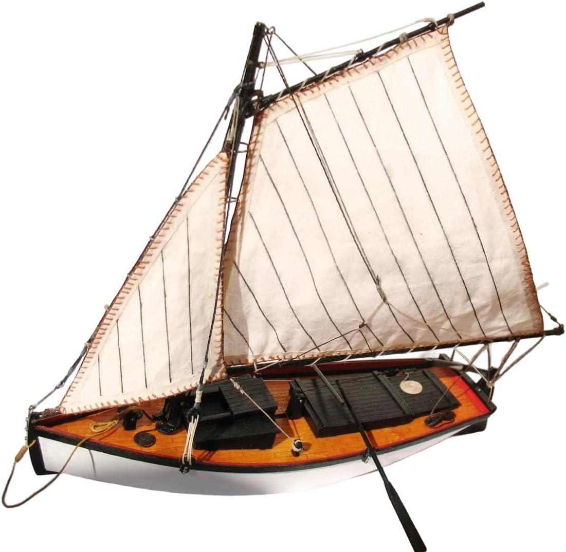 GAWEGM Ship Model Building Kits - 1:30 Flattile Fishing Boat Model with Upgrade Accessories