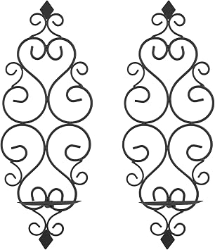 2Pcs Black Wall Candle Sconce Holders Vintage Tealight and Pillar Candle Decor for Bedroom Living Room Office Club Hotel Rustic Home Wall Mount Decoration