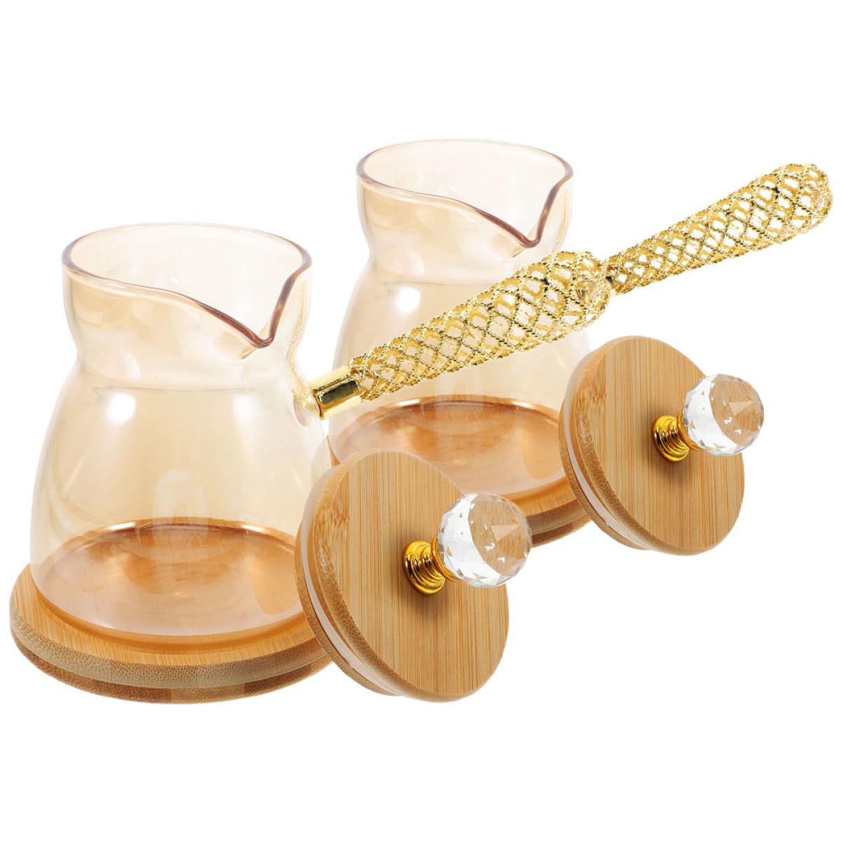 Ciieeo 2pcs Turkish Coffee Pot: Glass Tea Makers Coffee Server Heat Resistant Milk Warmer Hot Chocolates Butter Melting Pot With Handle For Home Kitchen 350ml