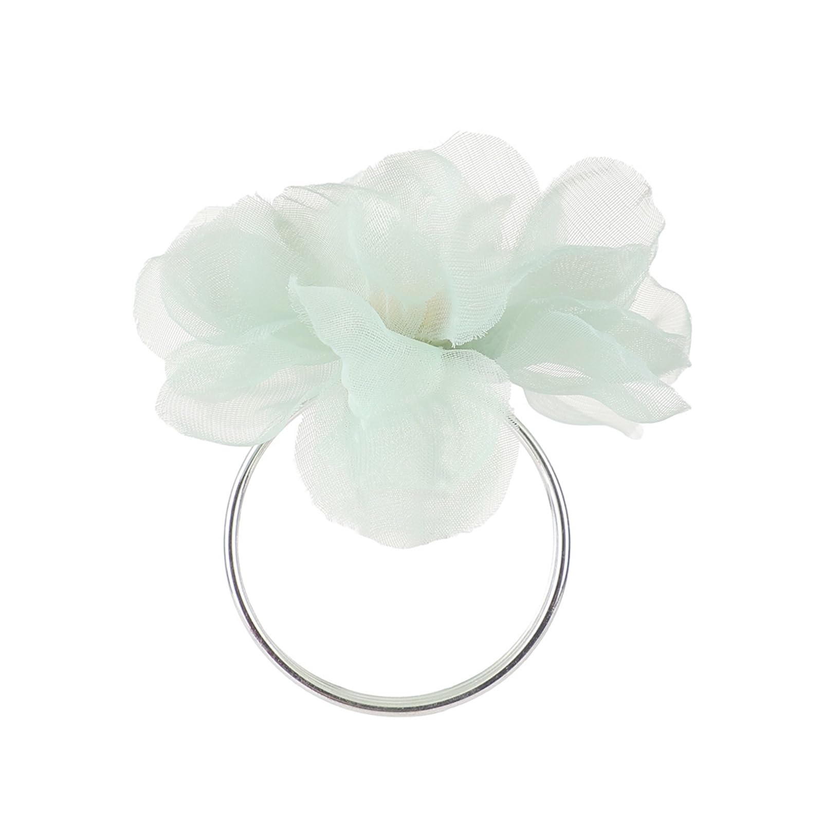Napkin Rings, Organza Flower Napkin Ring, Rustic Farmhouse Boho Napkins Rings for Table Setting Serviette Ring Holder, Dining Table Decoration Mint Green
