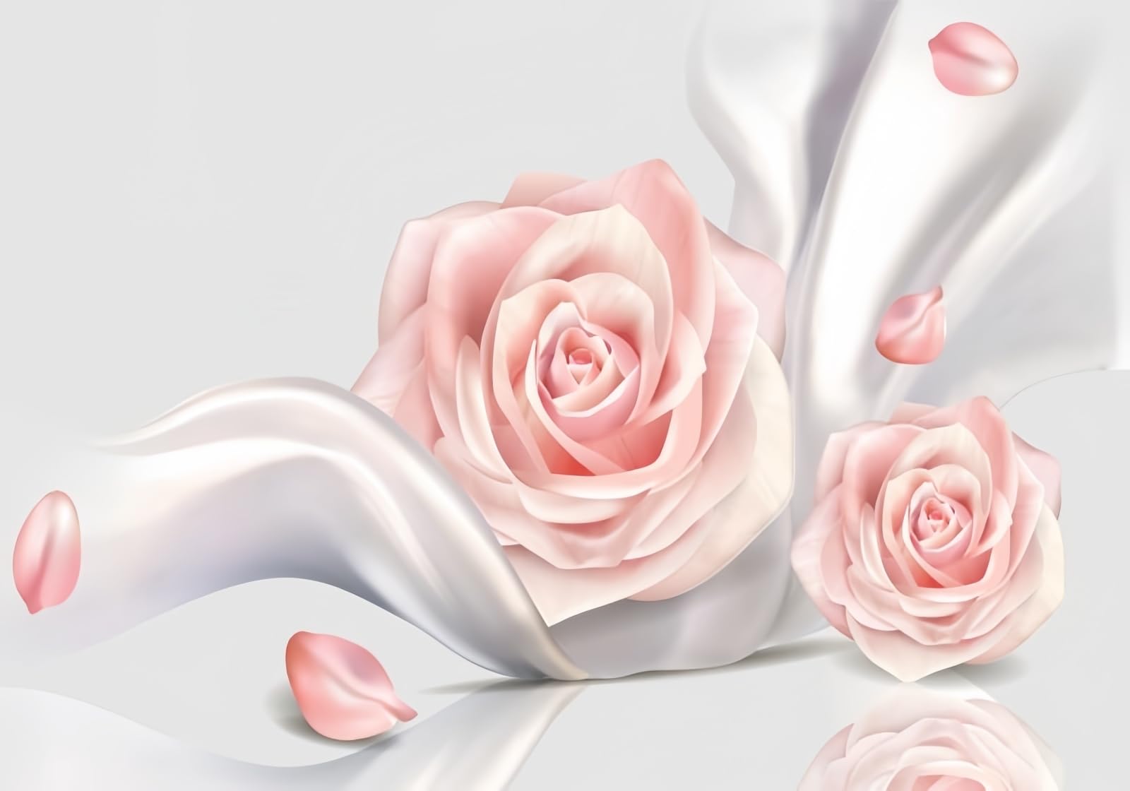 gdkldfg Pink Flowers Art Wallpaper,Non-Woven Poster,Wall Mural for Living Room Bedroom Feature Wall Decoration 300x210cm